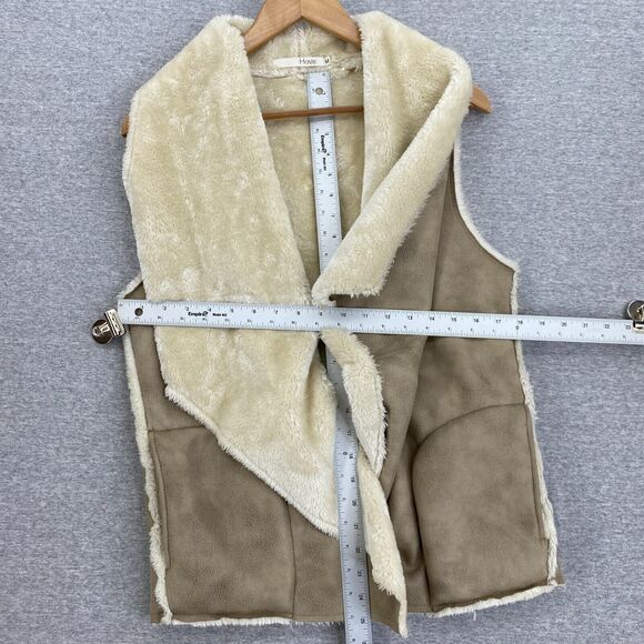 Have Vest Womens Medium Tan Faux Suede Faux Fur Lined Pockets Casual Soft Open - Picture 8 of 11